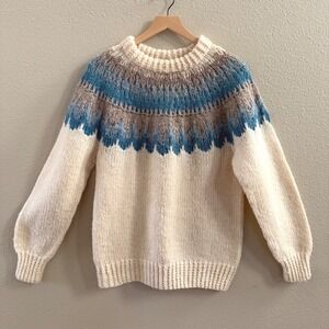 Danspin Hand Knit Danish Sweater 100% Scottish Wool Nordic Fair Isle Denmark OS